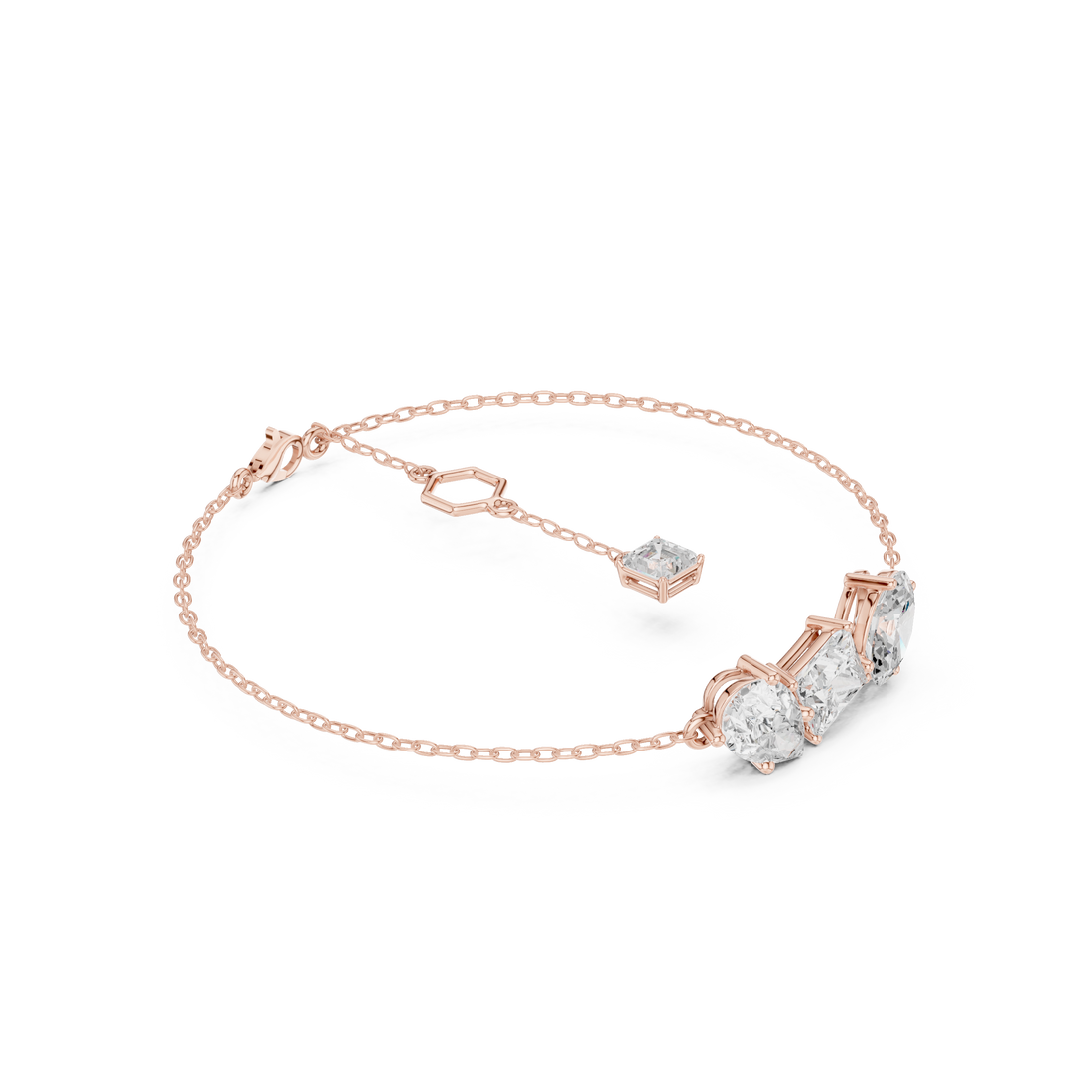 Three-Stone Diamond Chain Bracelet