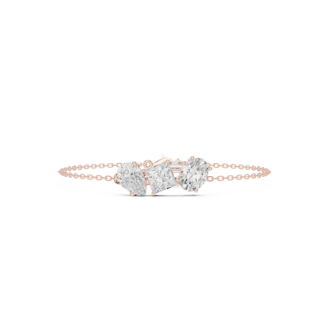 Three-Stone Diamond Chain Bracelet