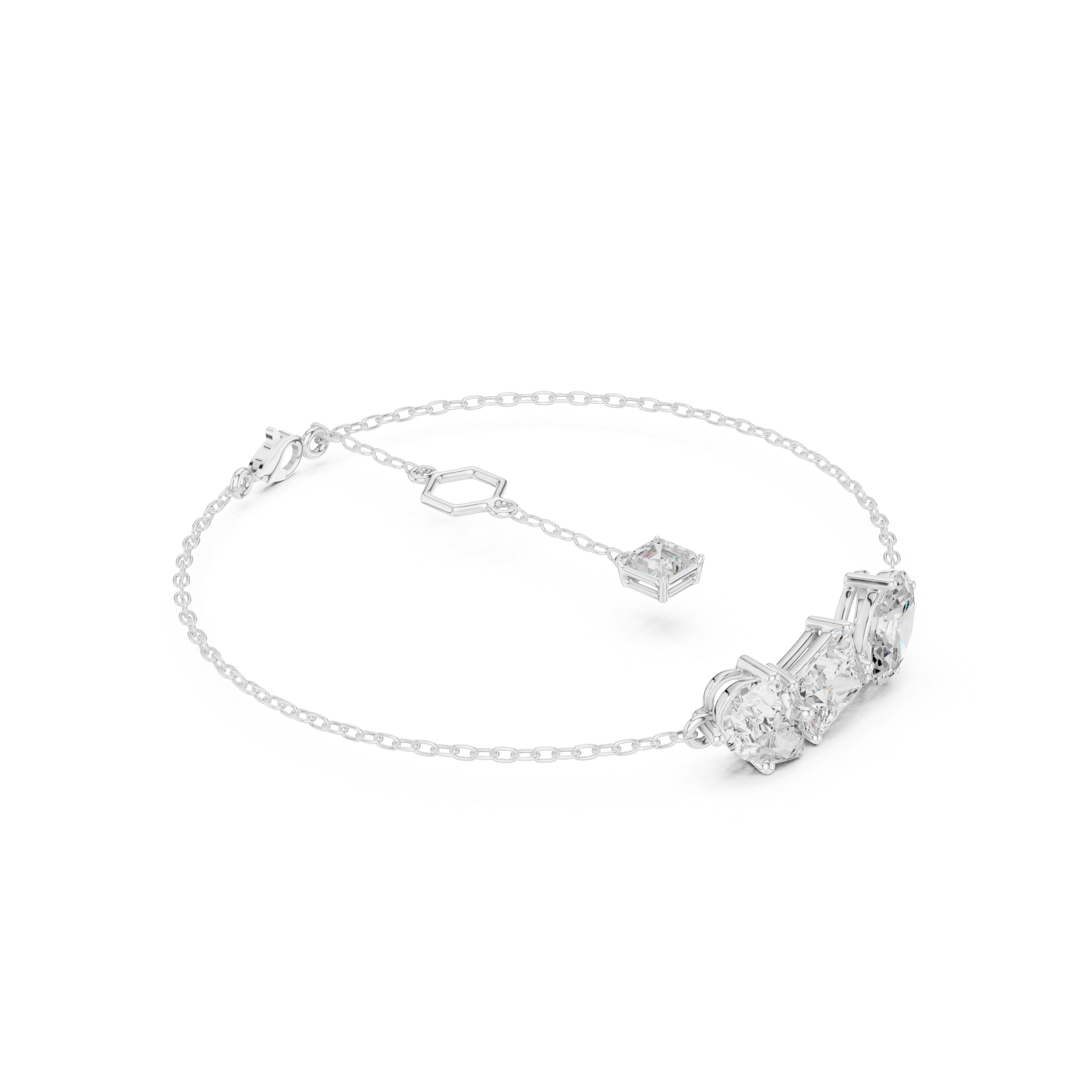 Three-Stone Diamond Chain Bracelet