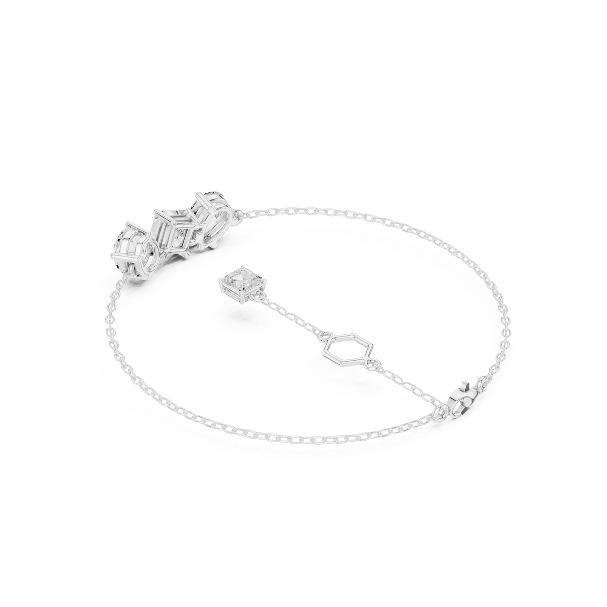 Three-Stone Diamond Chain Bracelet