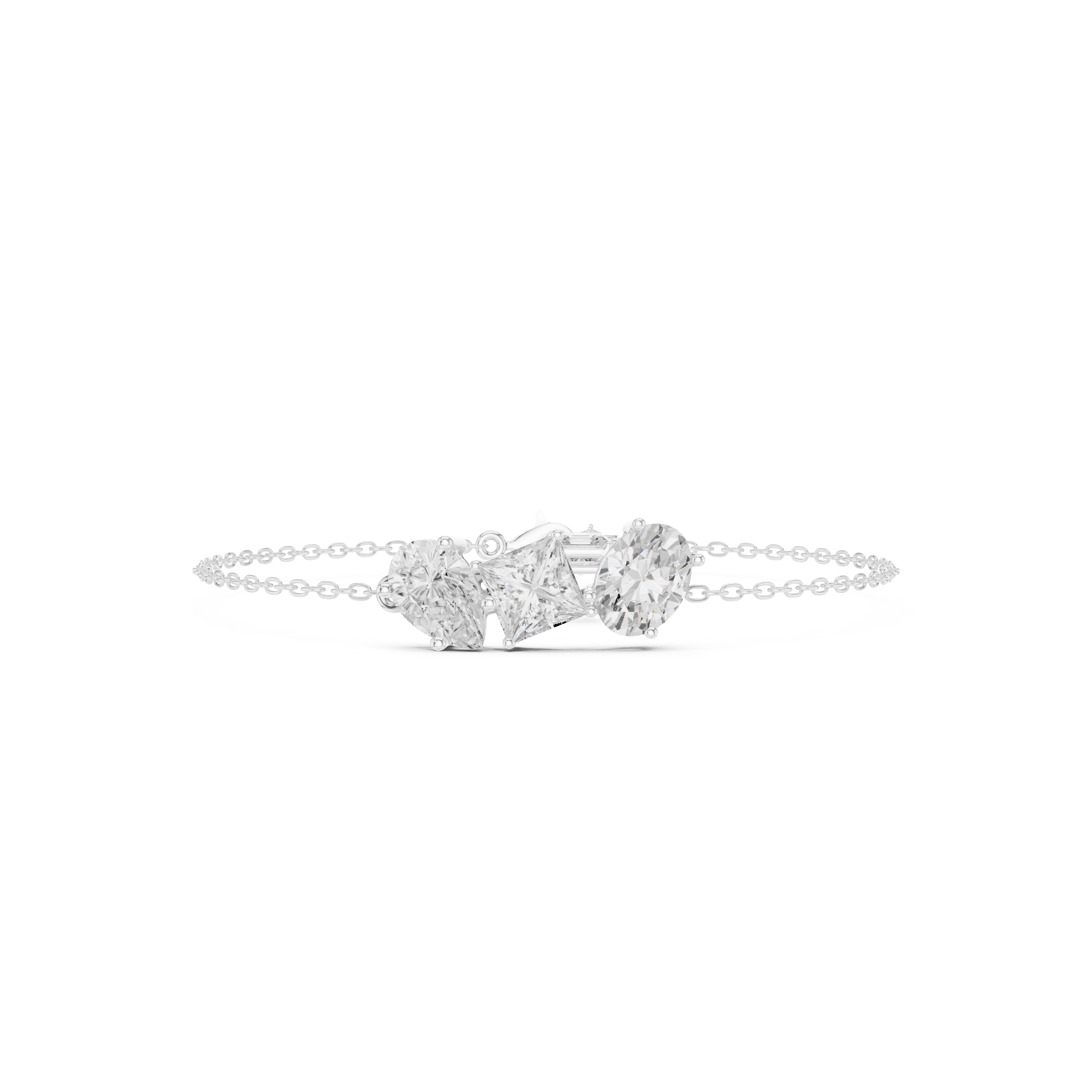 Three-Stone Diamond Chain Bracelet