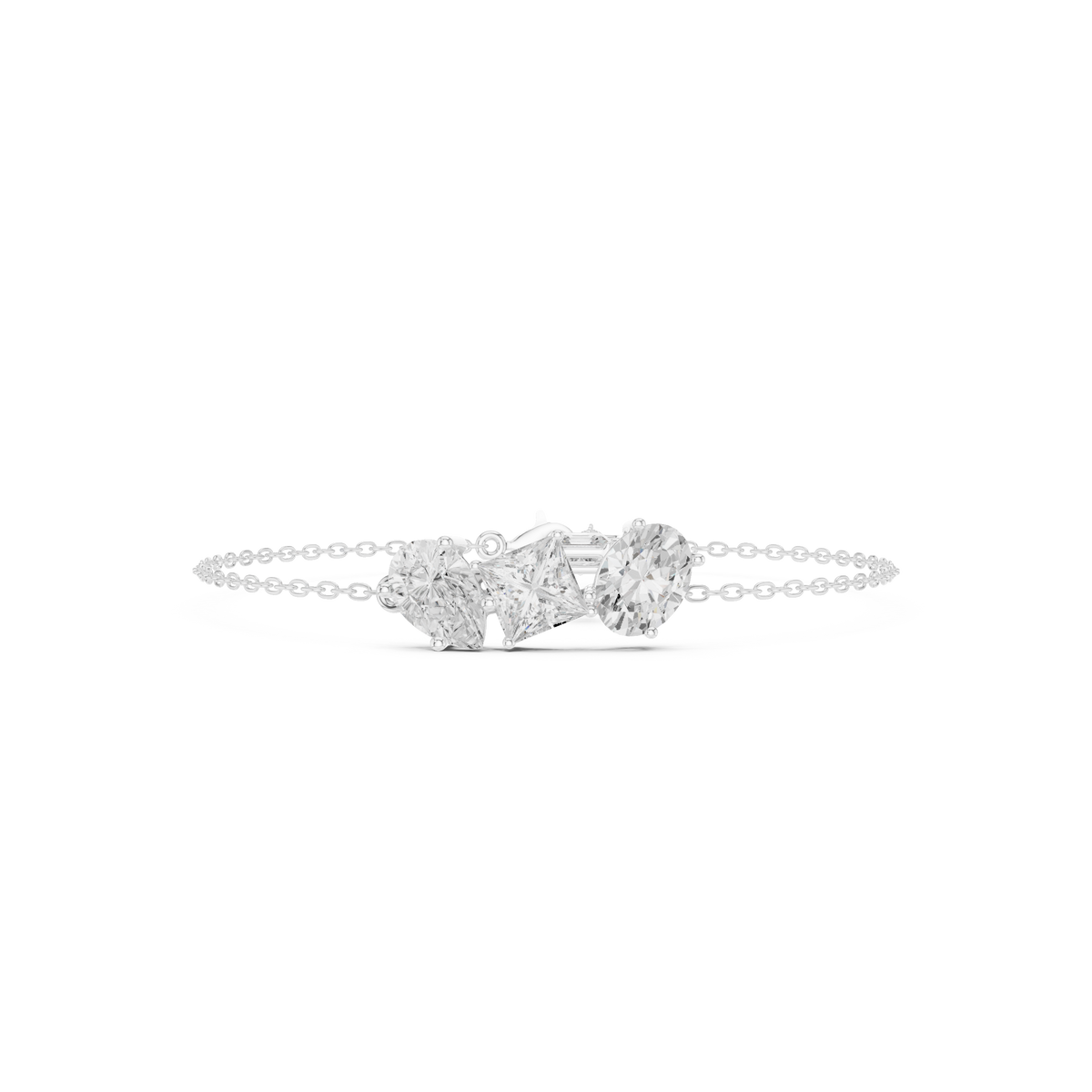 Three-Stone Diamond Chain Bracelet
