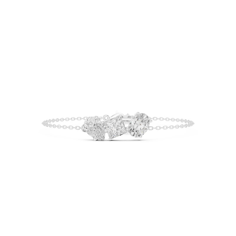 Three-Stone Diamond Chain Bracelet
