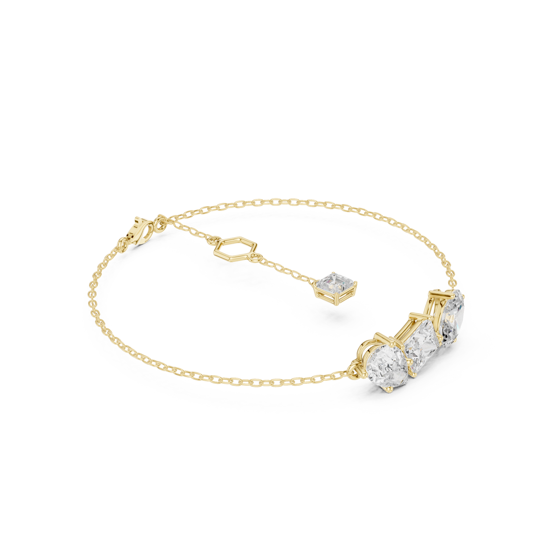 Three-Stone Diamond Chain Bracelet