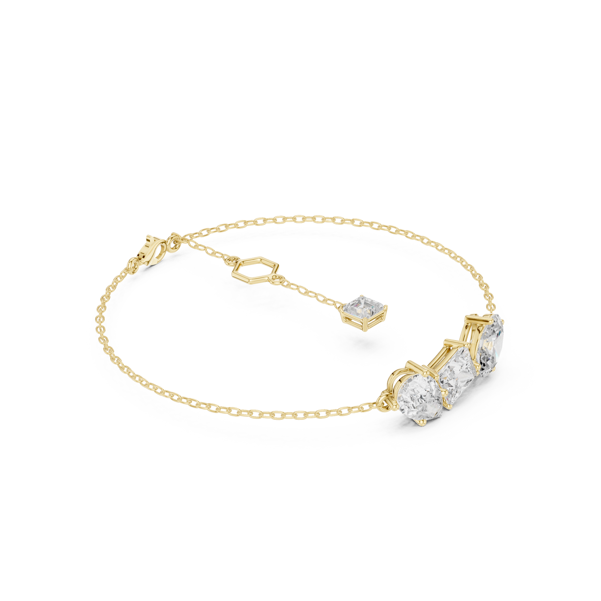 Three-Stone Diamond Chain Bracelet