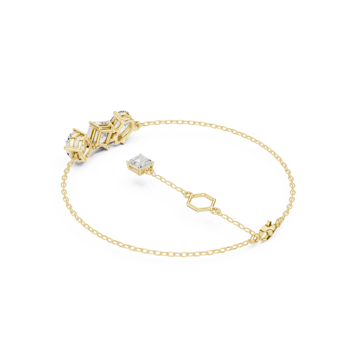Three-Stone Diamond Chain Bracelet