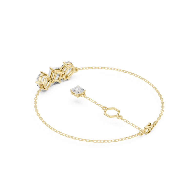 Three-Stone Diamond Chain Bracelet