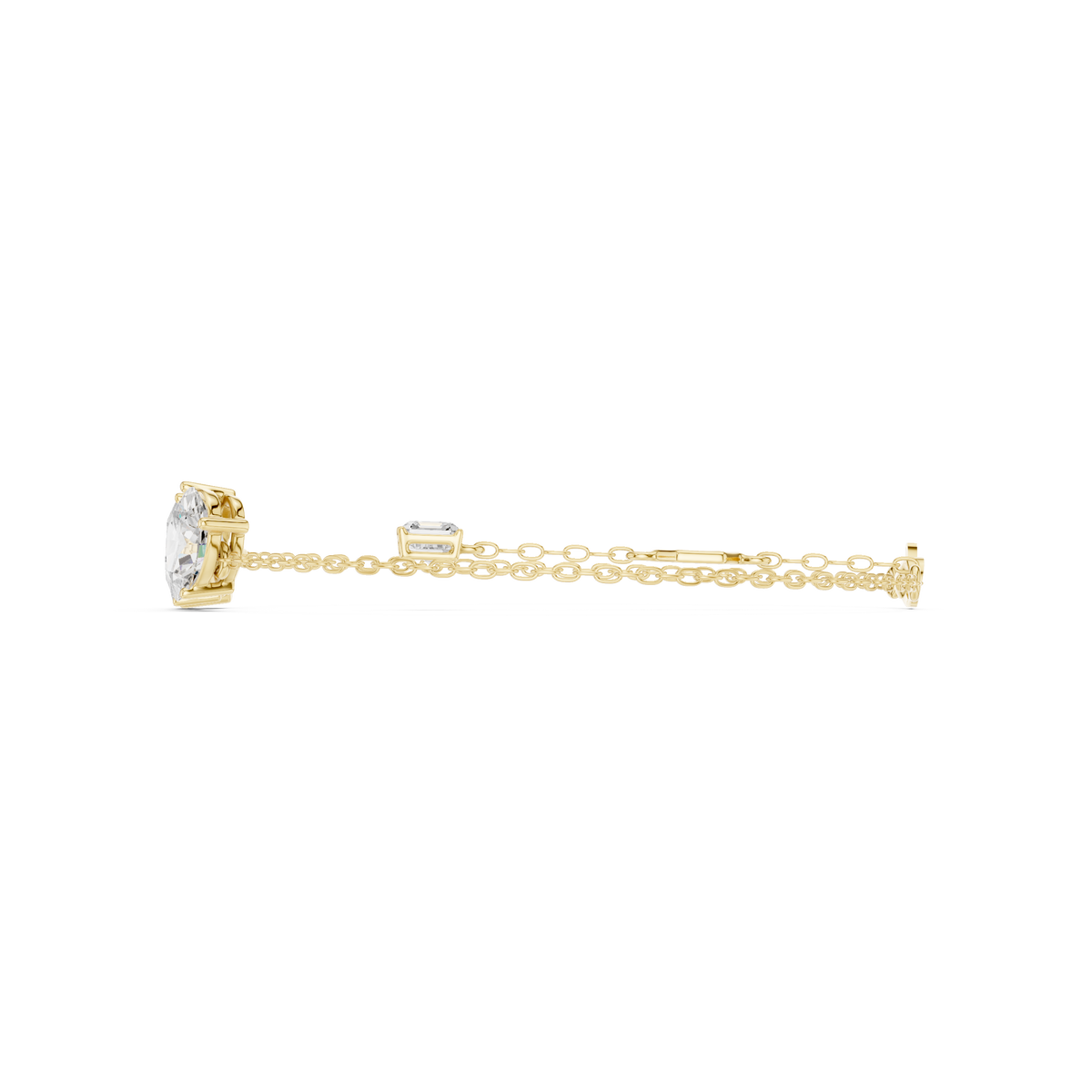 Three-Stone Diamond Chain Bracelet