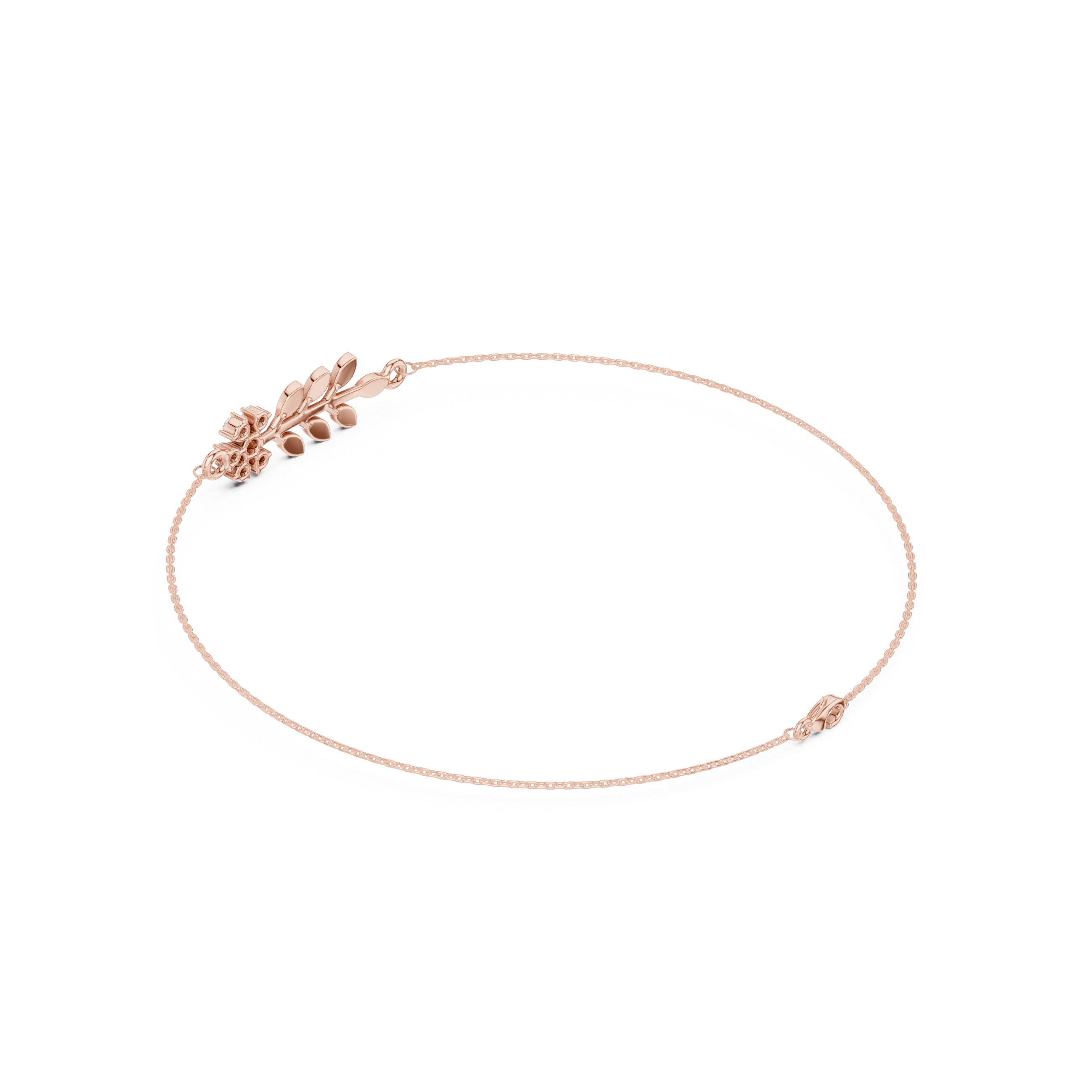 Delicate Diamond Flower & Leaf Bracelet