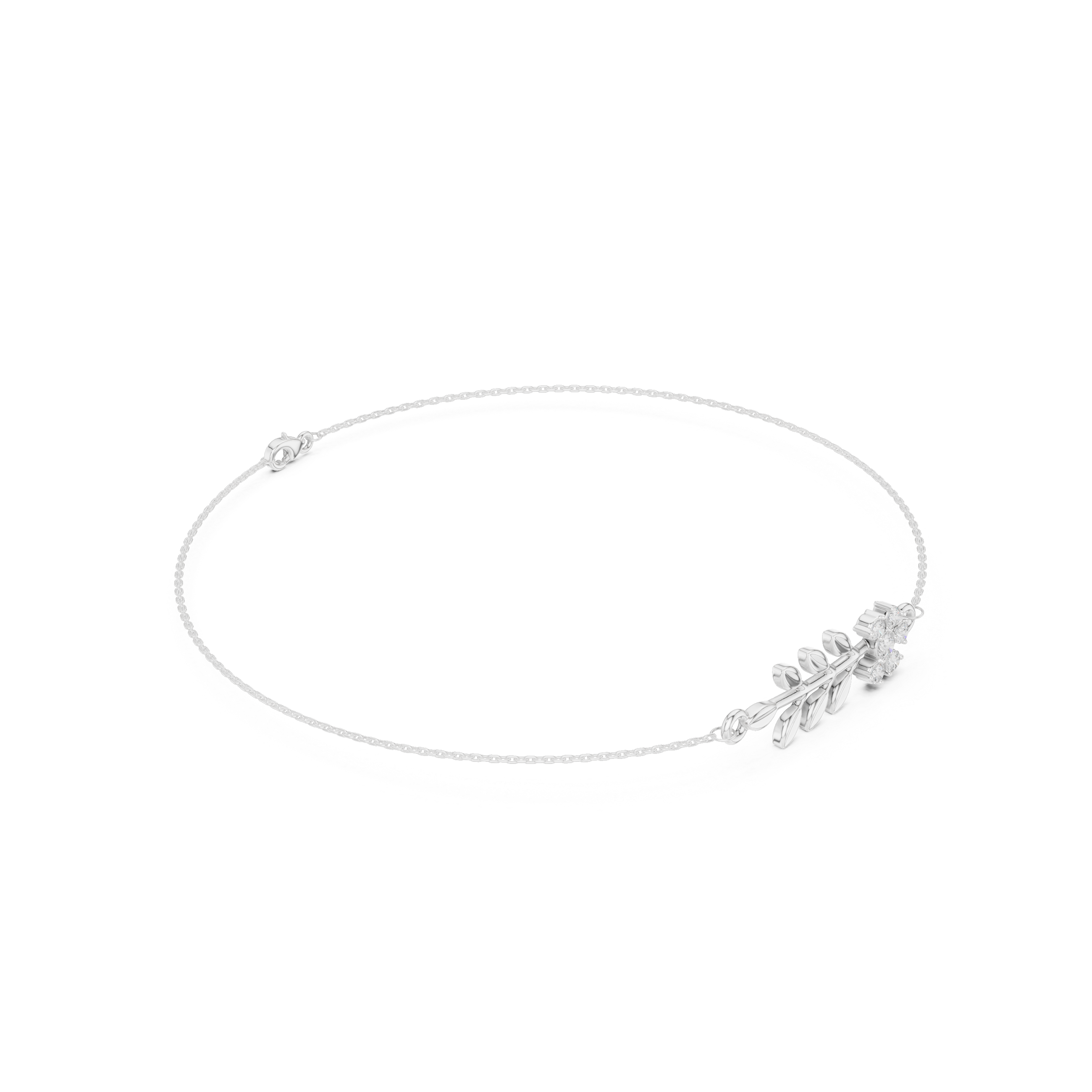 Delicate Diamond Flower & Leaf Bracelet