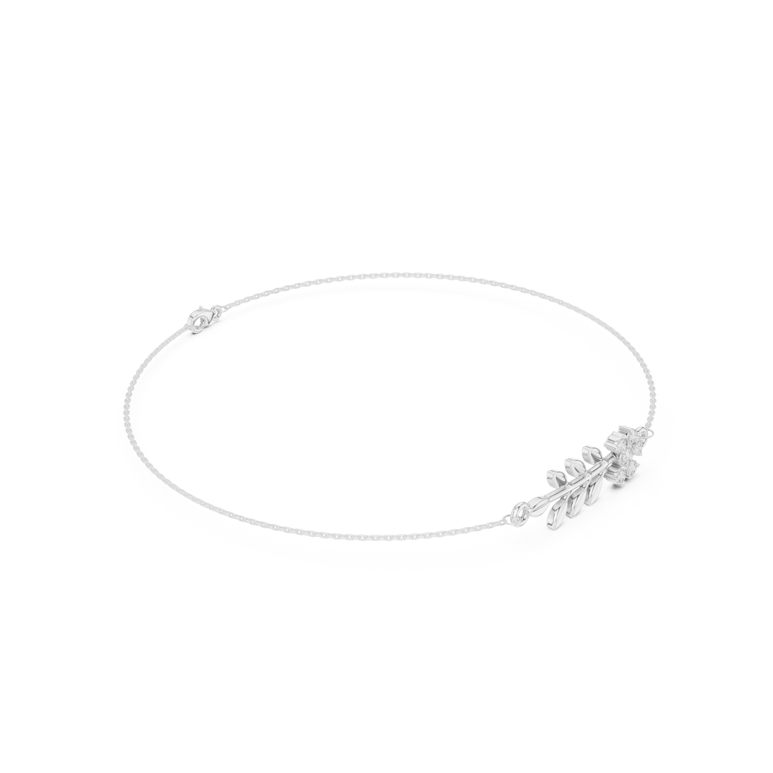 Delicate Diamond Flower & Leaf Bracelet