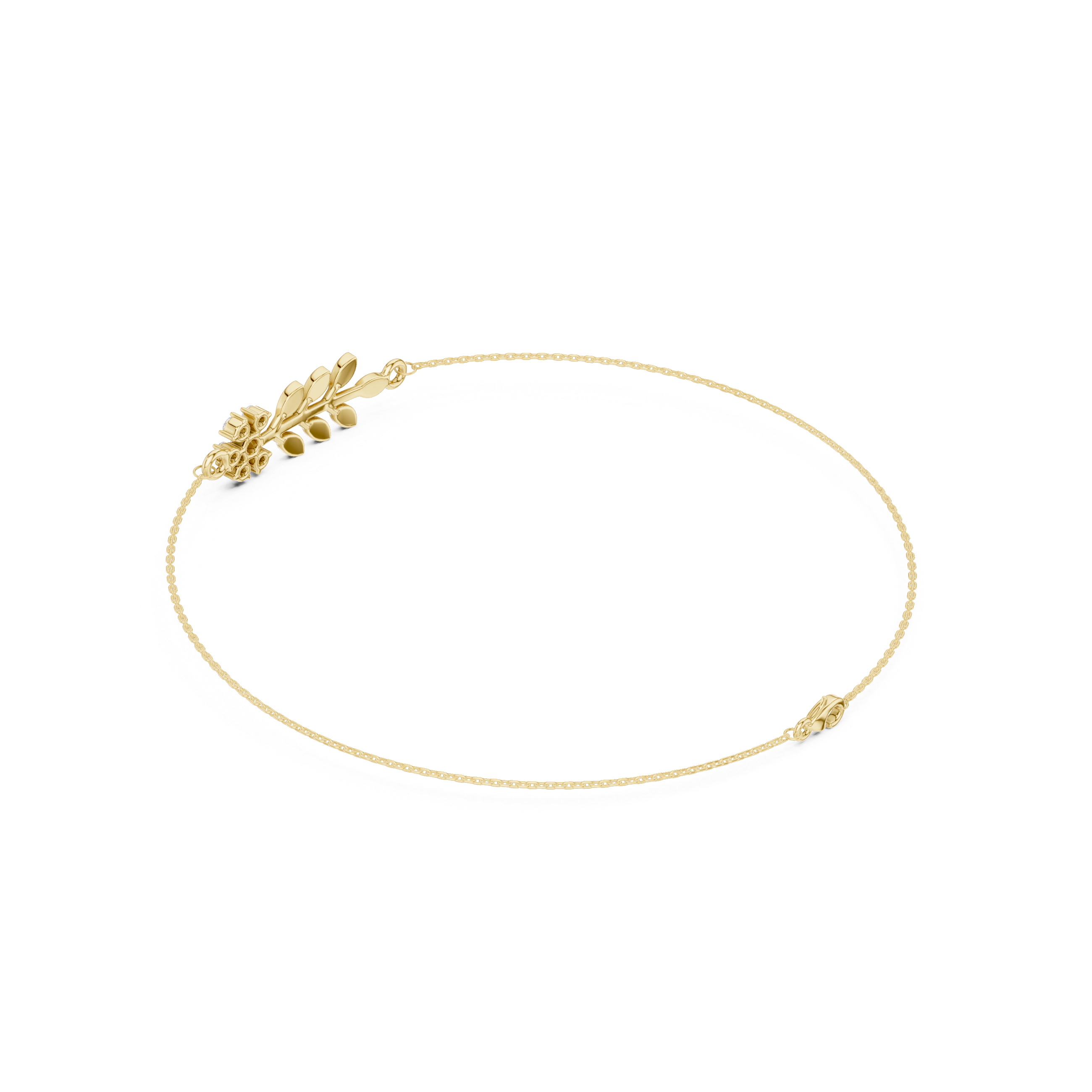 Delicate Diamond Flower & Leaf Bracelet