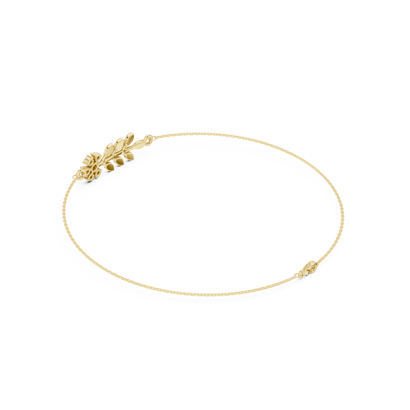 Delicate Diamond Flower & Leaf Bracelet