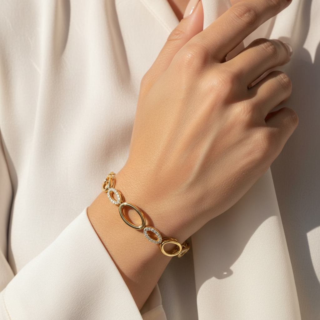 Signature Open Link Pave Bracelet