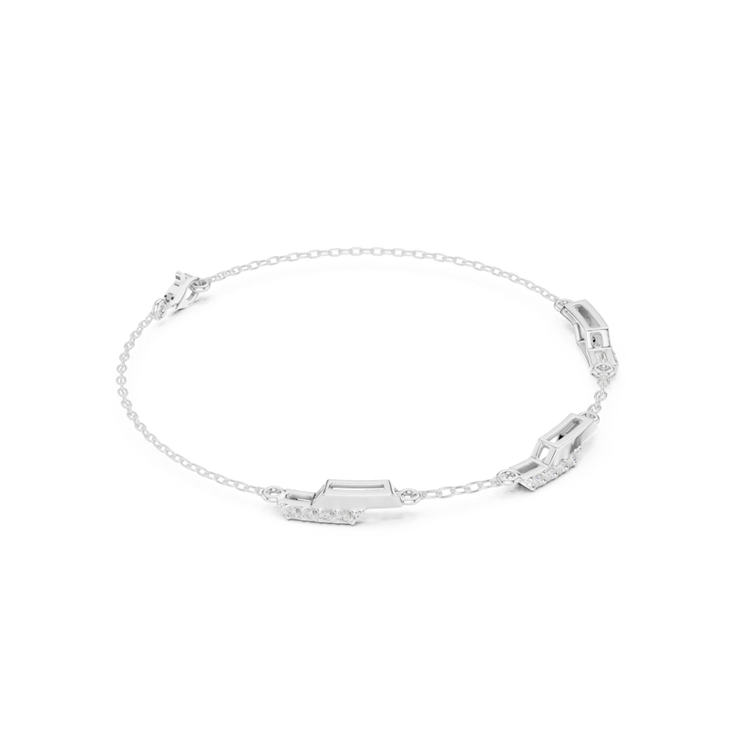 Dainty Diamond Bar Link Bracelet