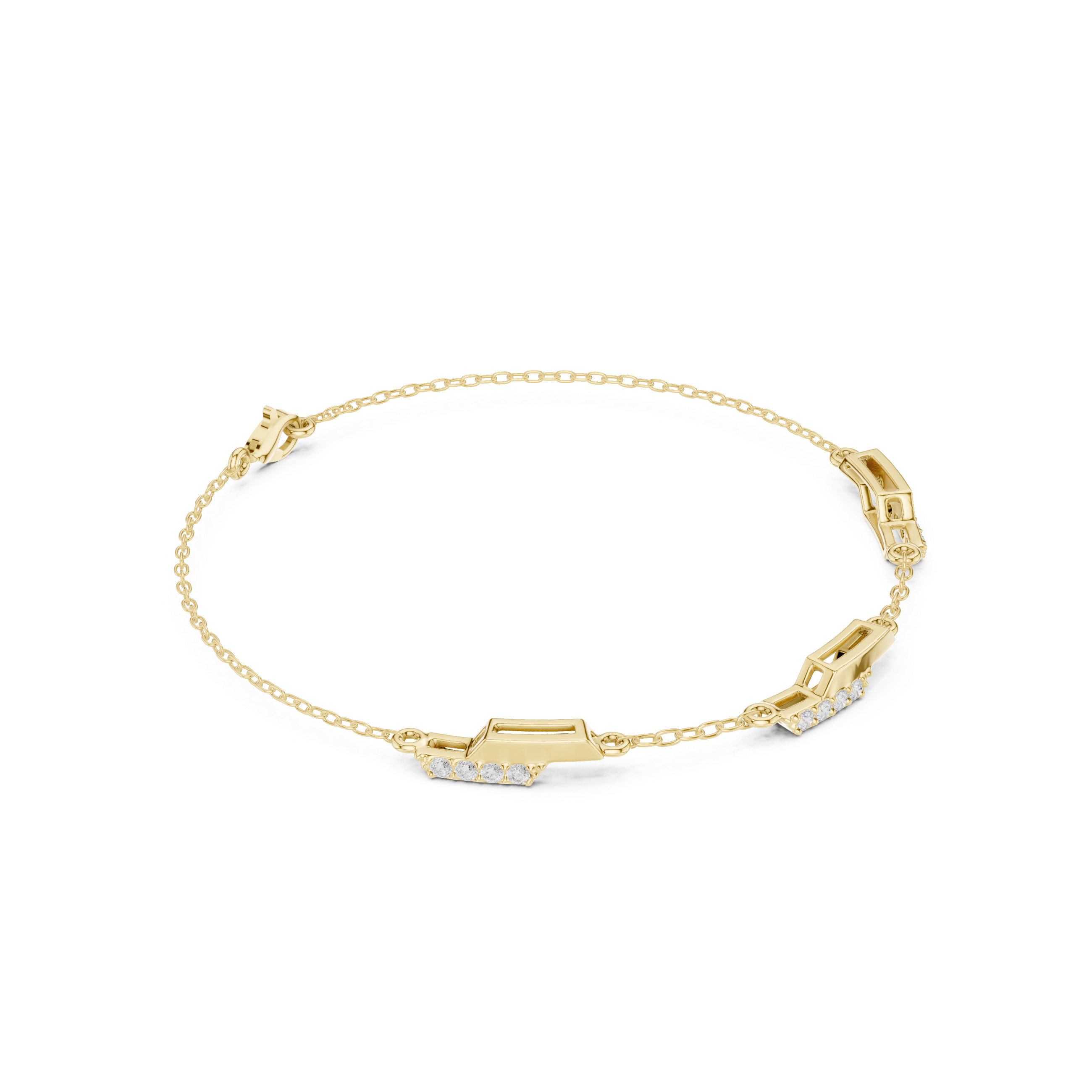 Dainty Diamond Bar Link Bracelet