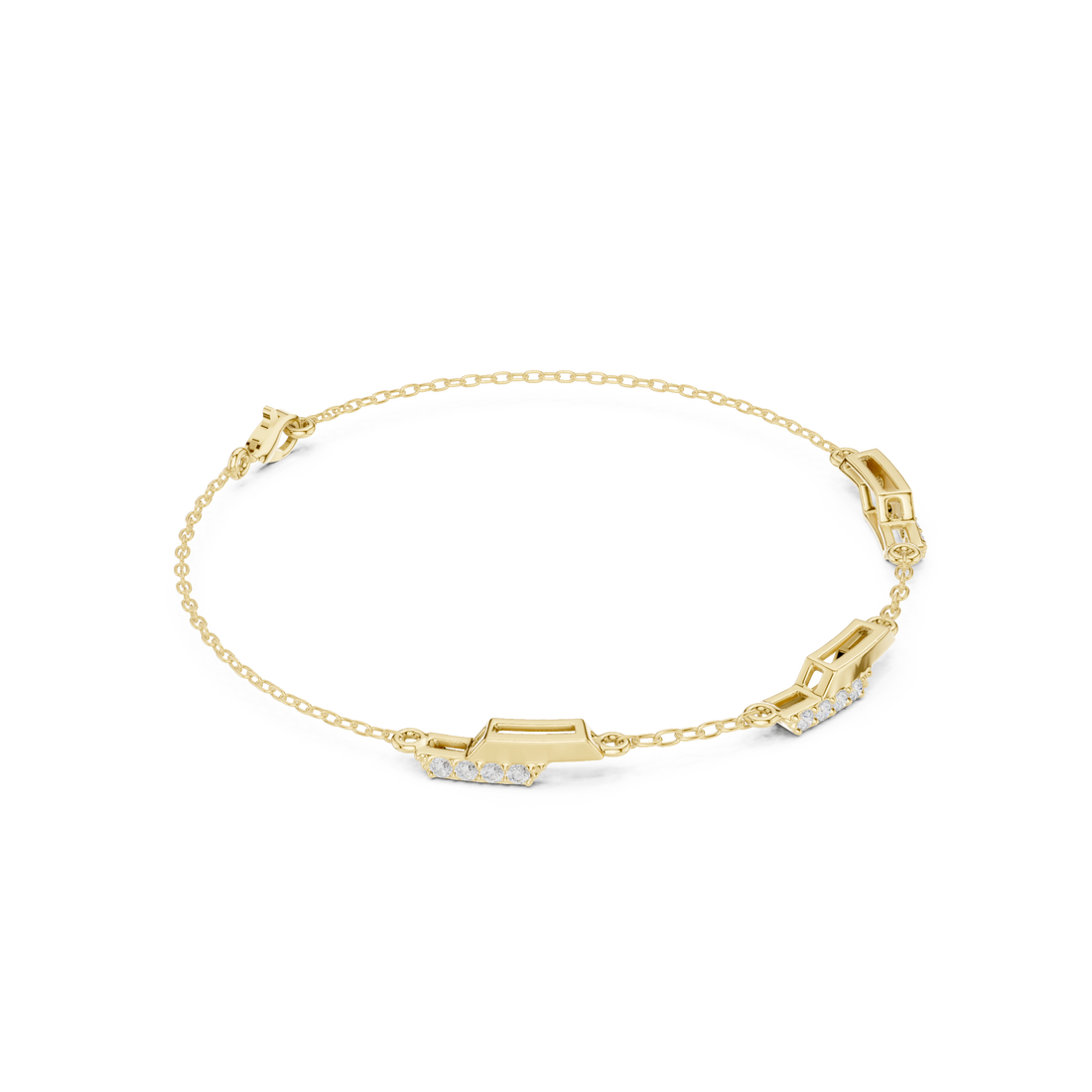 Dainty Diamond Bar Link Bracelet