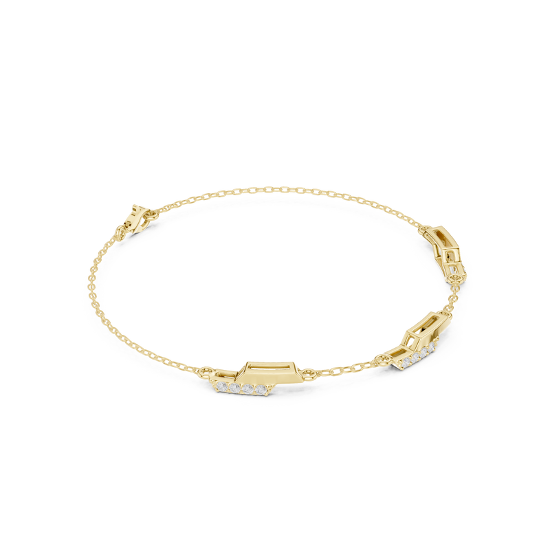 Dainty Diamond Bar Link Bracelet