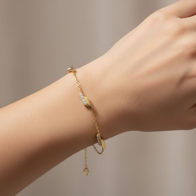 Dainty Diamond Bar Link Bracelet