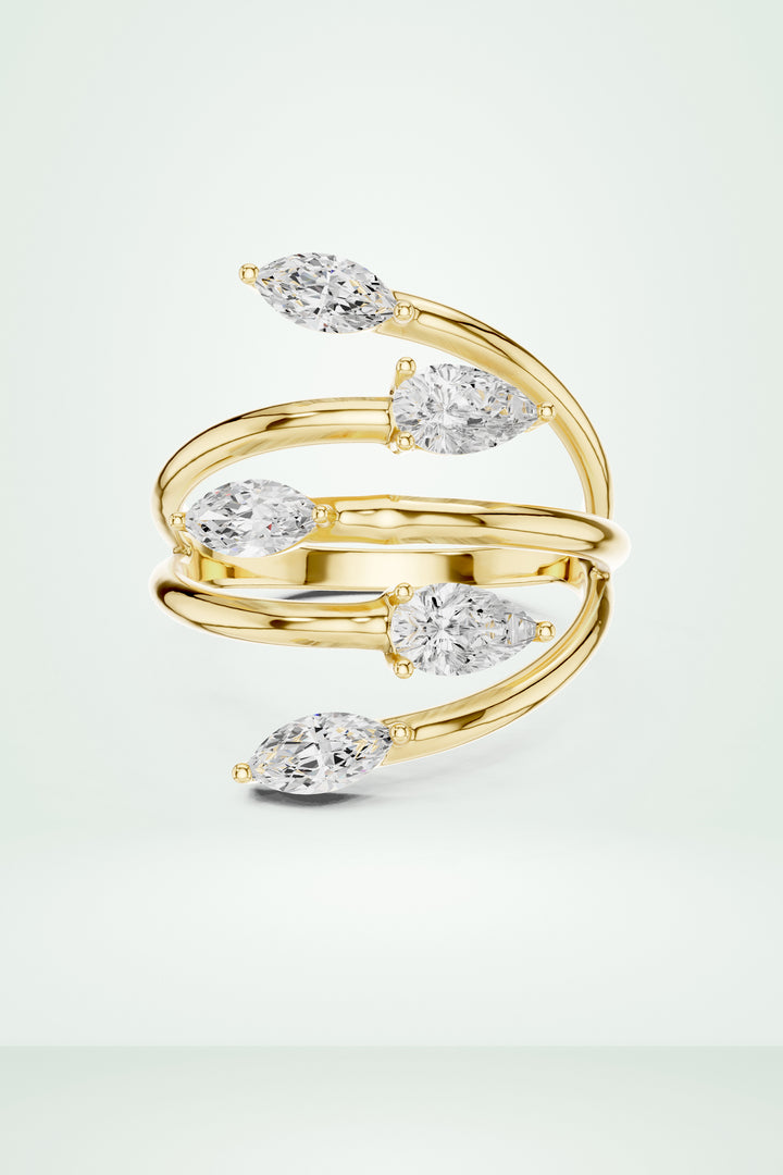 Multi-Diamond Coil Ring