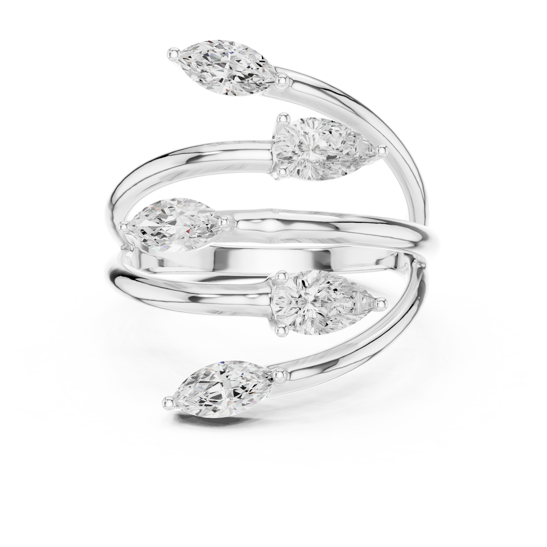 Multi-Diamond Coil Ring