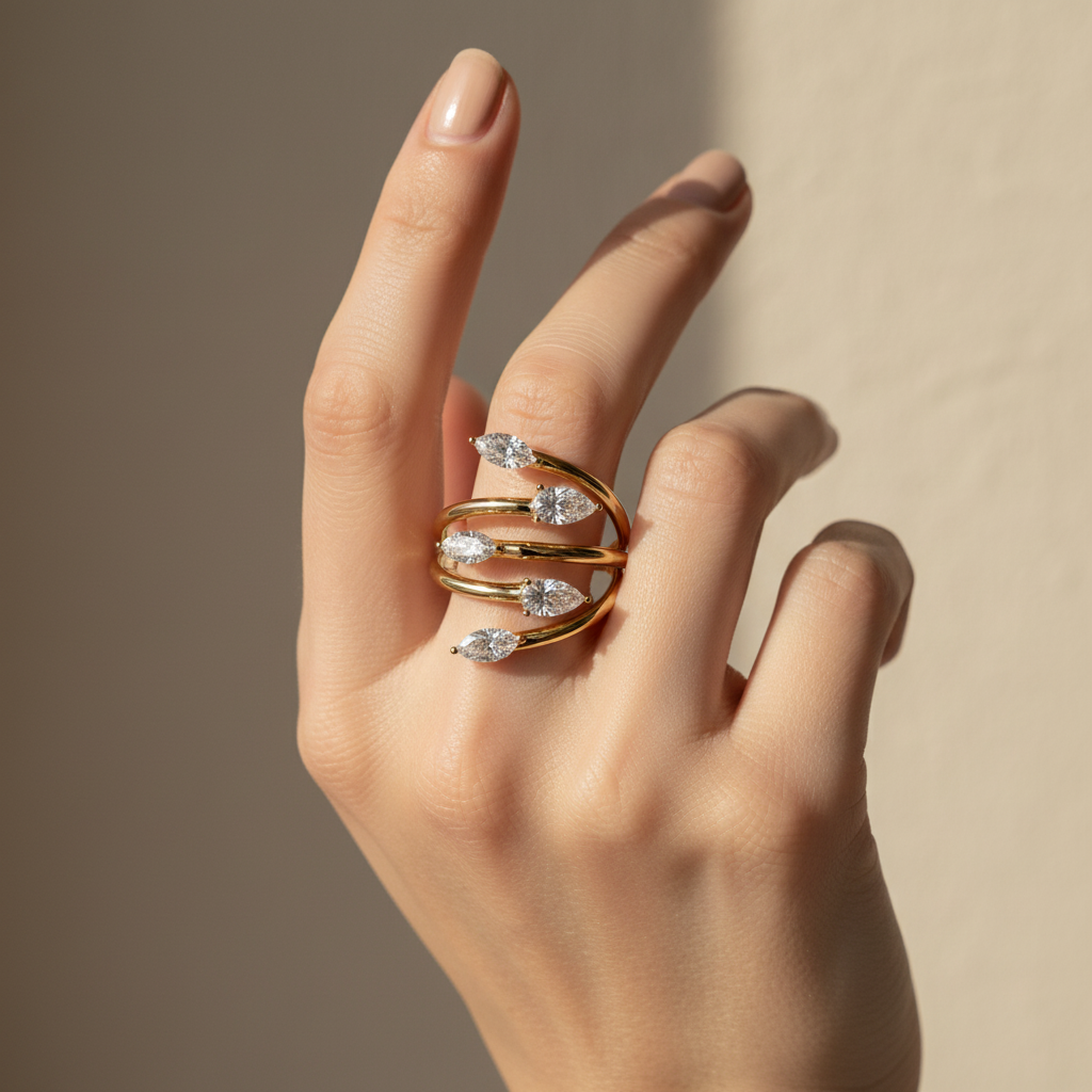 Multi-Diamond Coil Ring