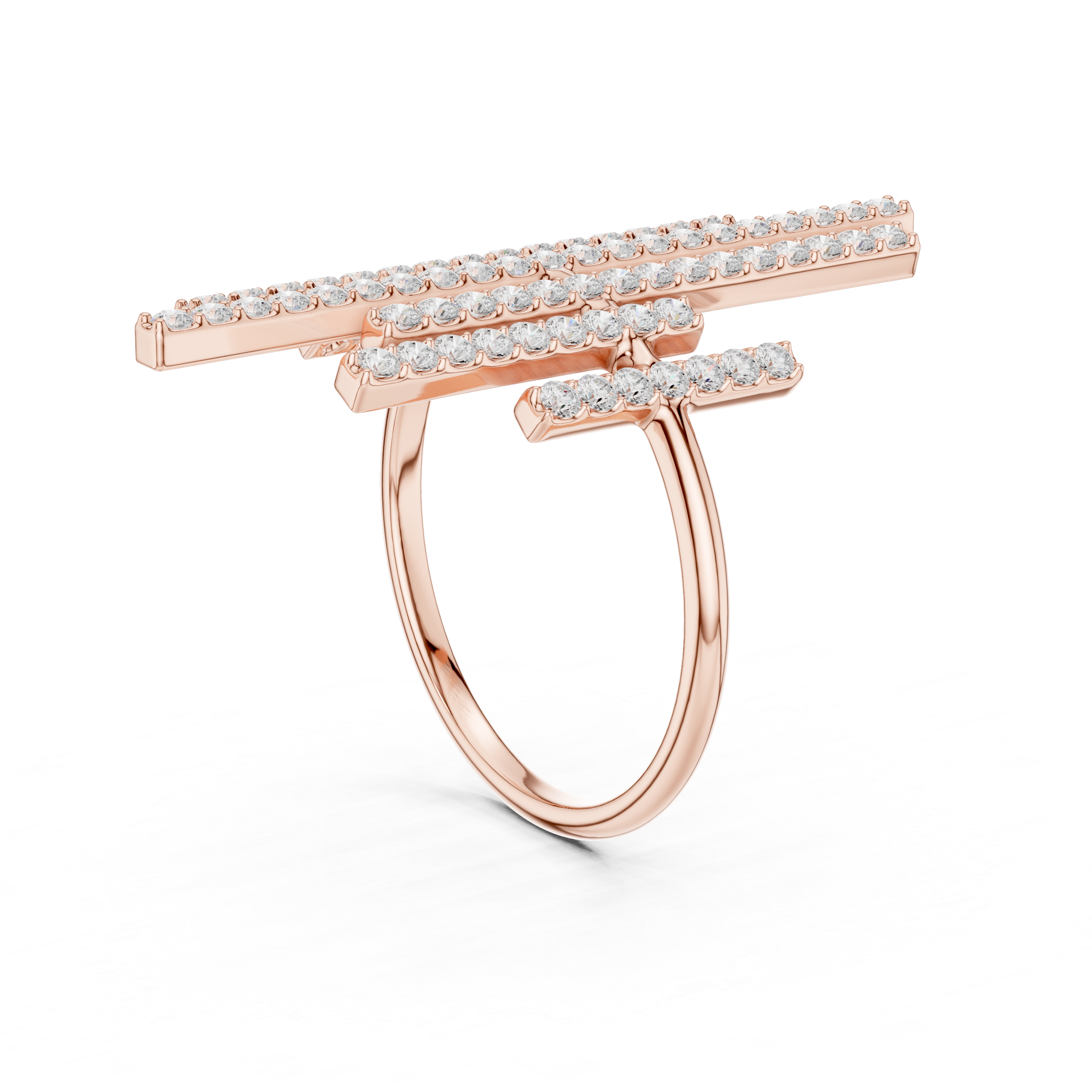 Vertical Bar Cluster Diamond Ring