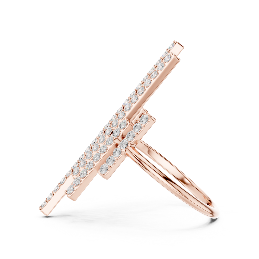 Vertical Bar Cluster Diamond Ring