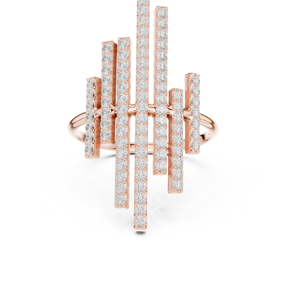 Vertical Bar Cluster Diamond Ring