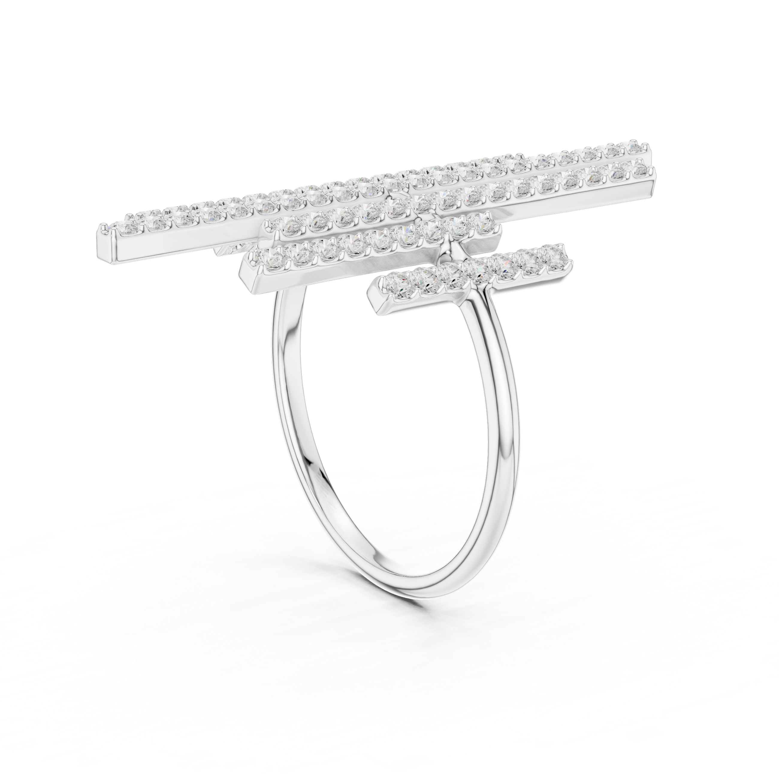 Vertical Bar Cluster Diamond Ring