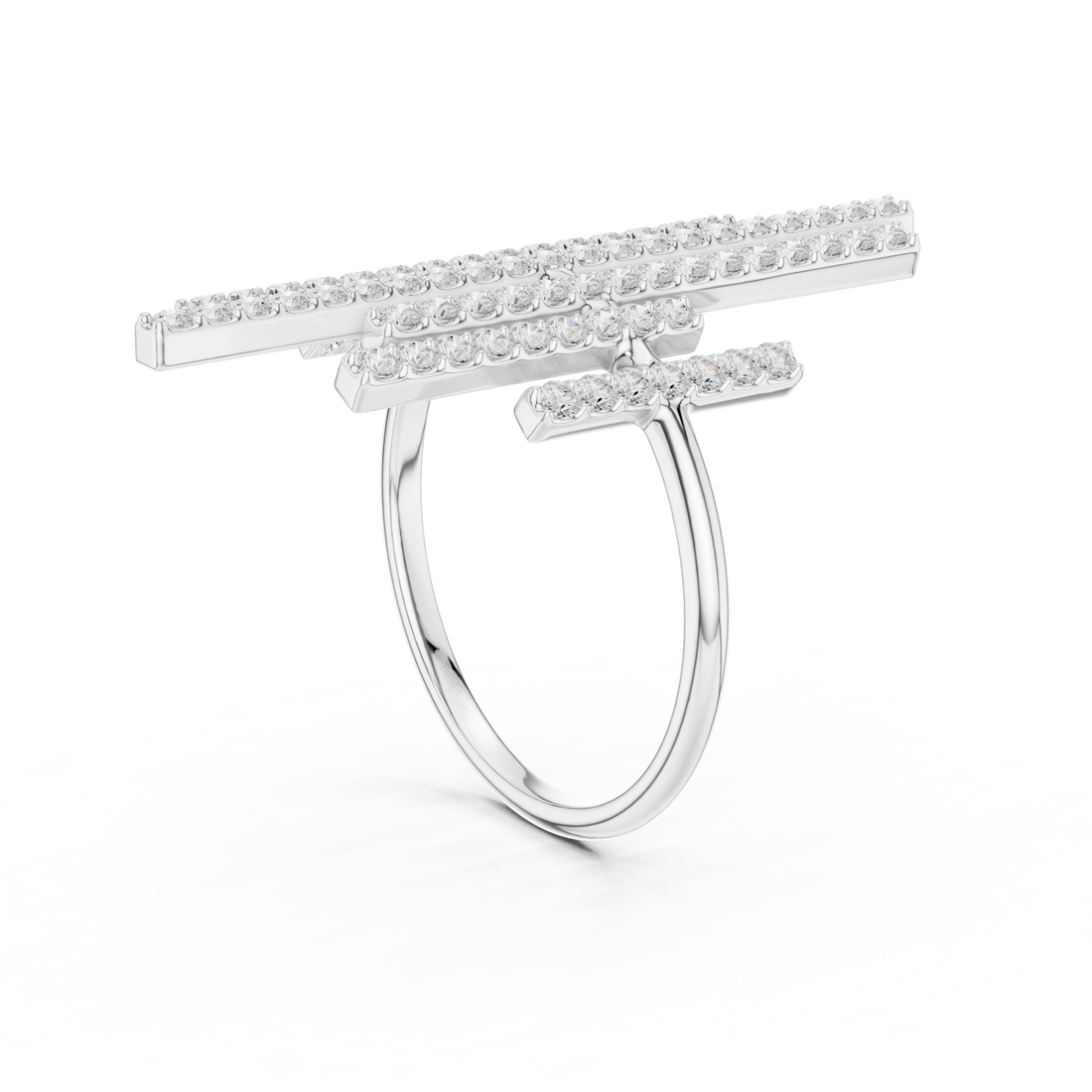 Vertical Bar Cluster Diamond Ring