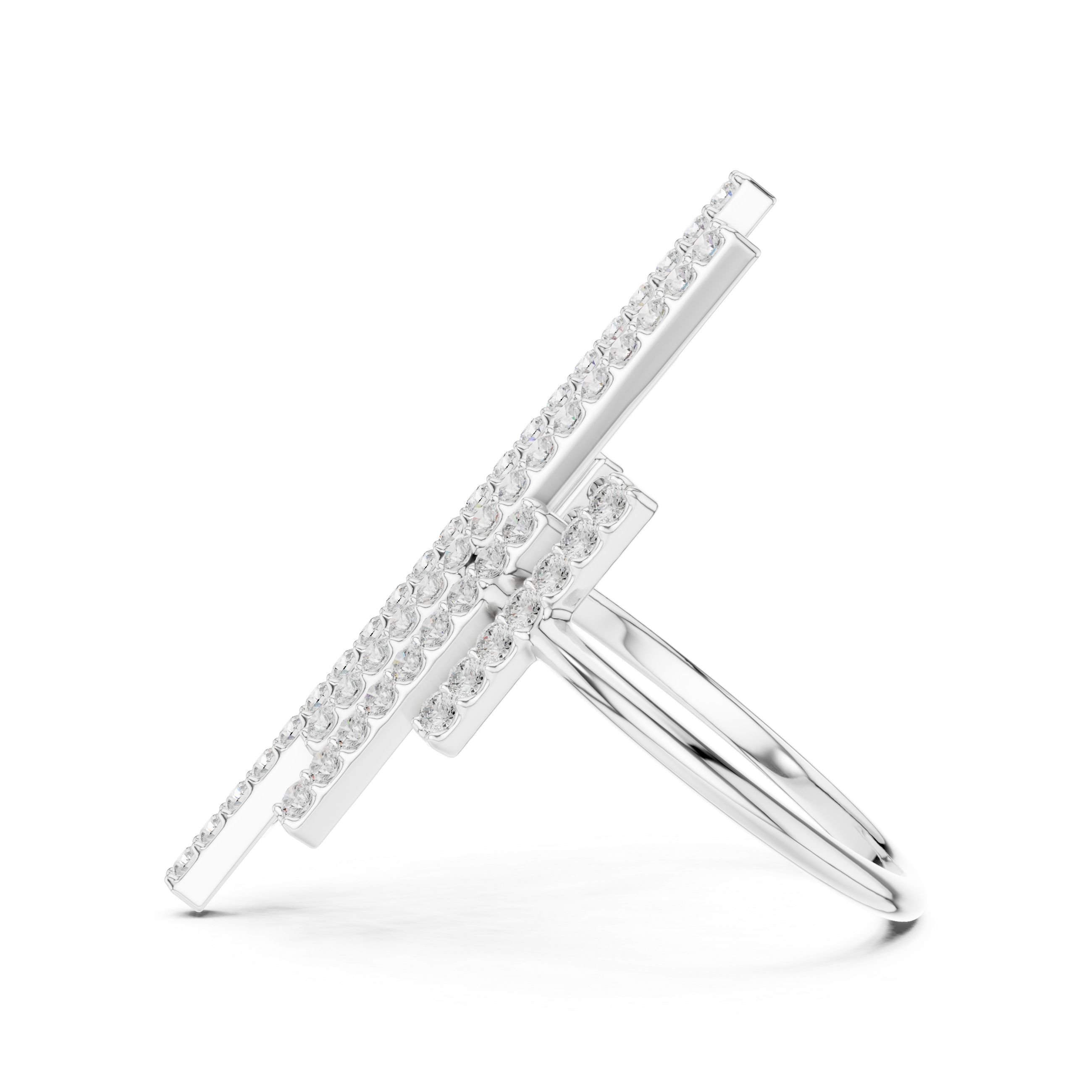 Vertical Bar Cluster Diamond Ring