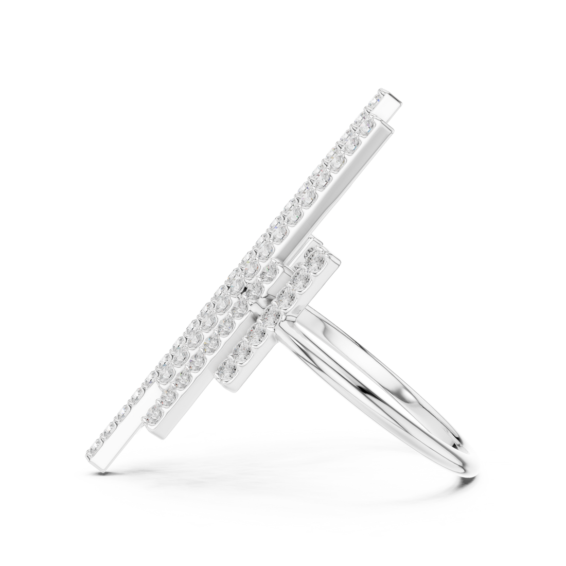 Vertical Bar Cluster Diamond Ring