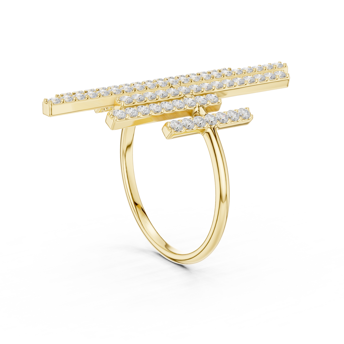 Vertical Bar Cluster Diamond Ring
