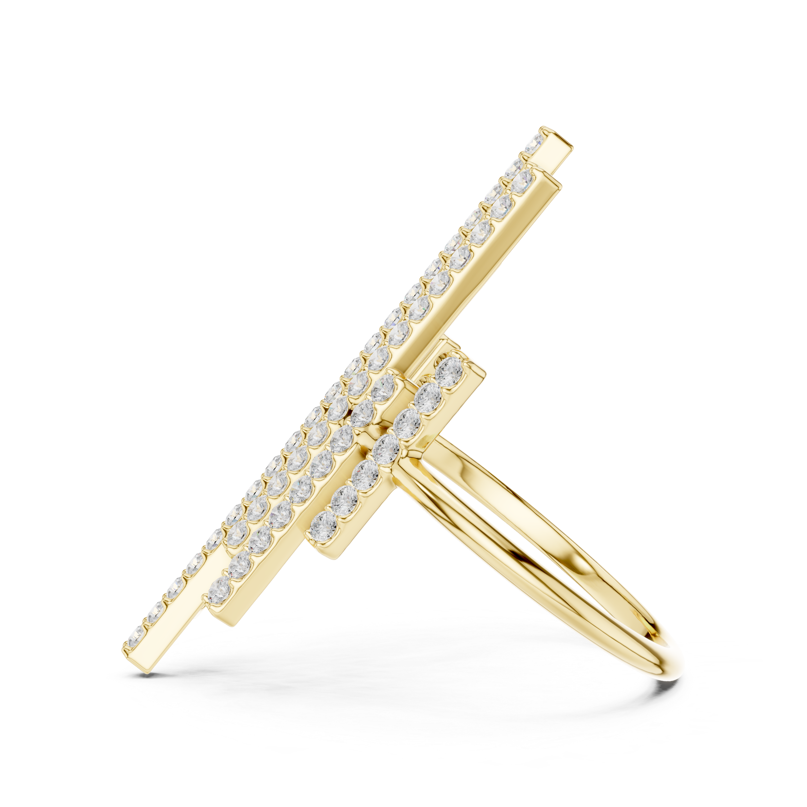 Vertical Bar Cluster Diamond Ring