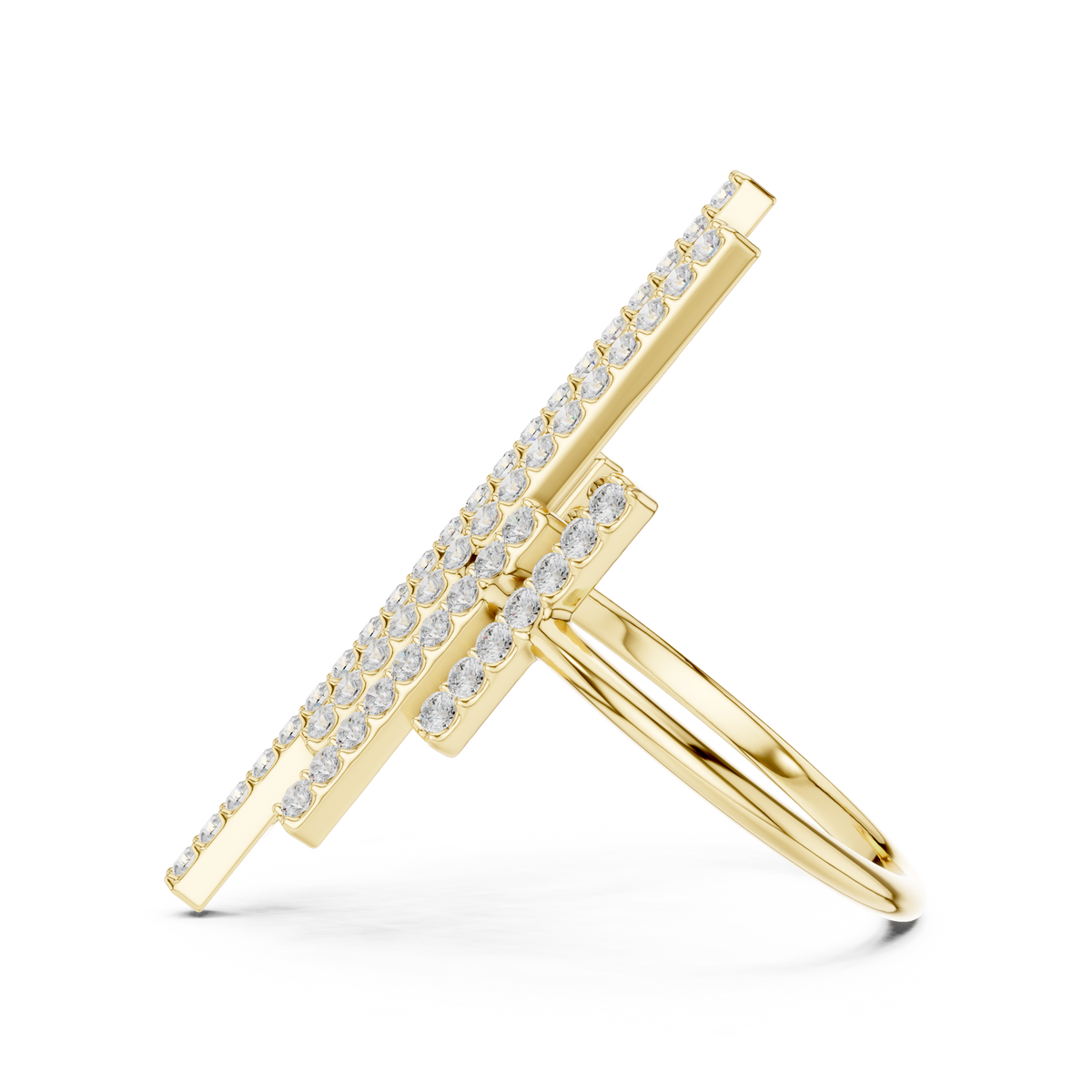 Vertical Bar Cluster Diamond Ring