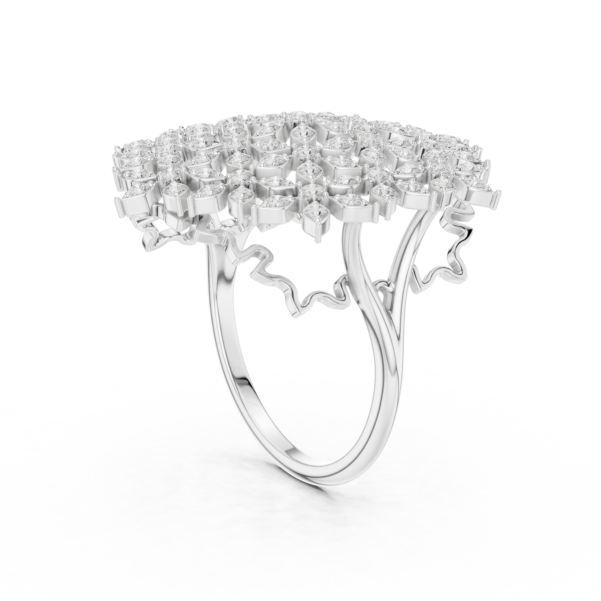 Diamond Floral Cluster Ring