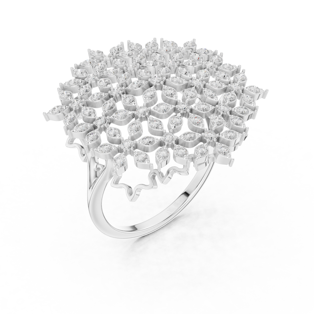 Diamond Floral Cluster Ring