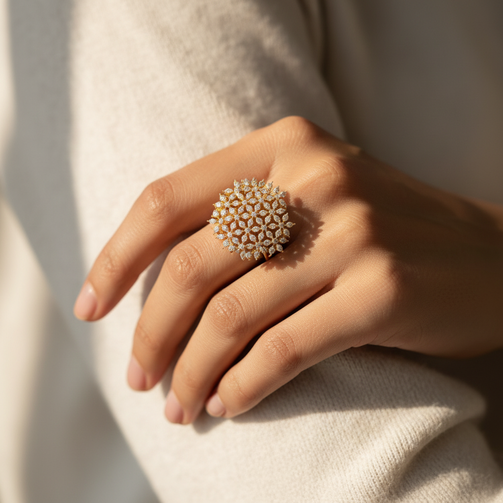 Diamond Floral Cluster Ring