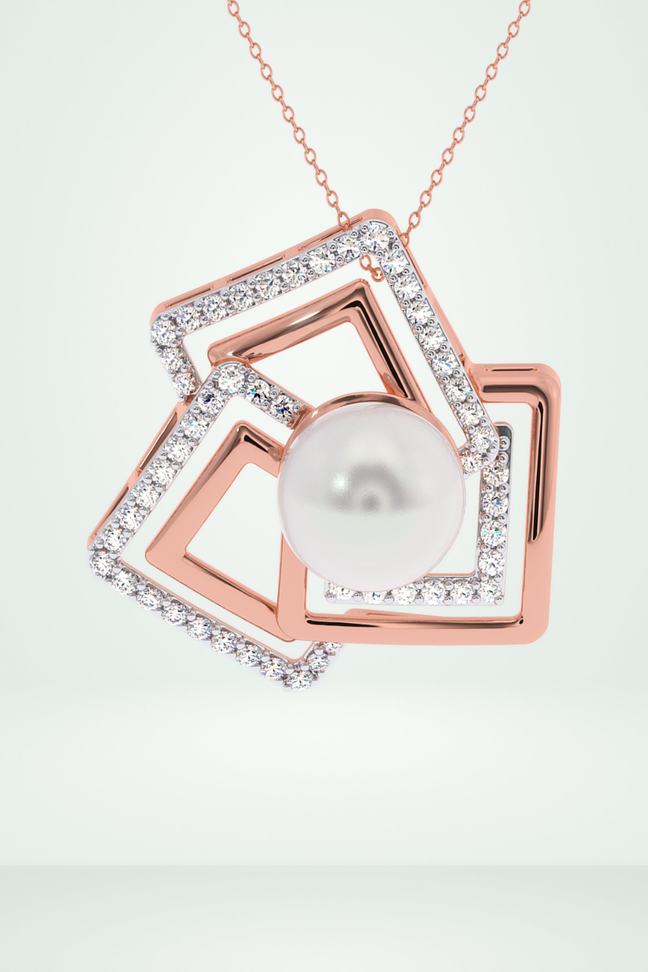 Interlocking Square Pearl Pendant