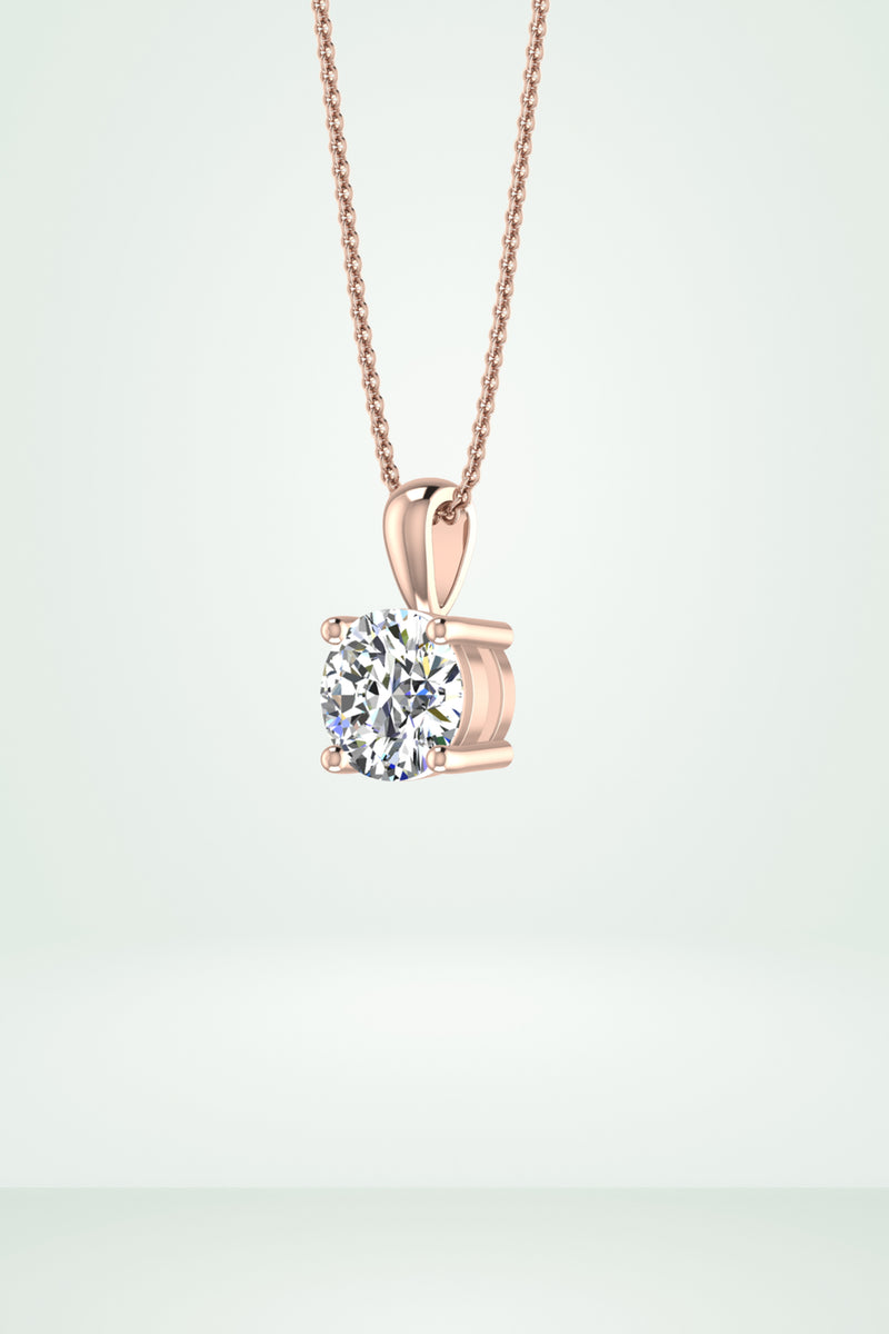 4 Prong 1ct Round Shape Solitaire Pendant