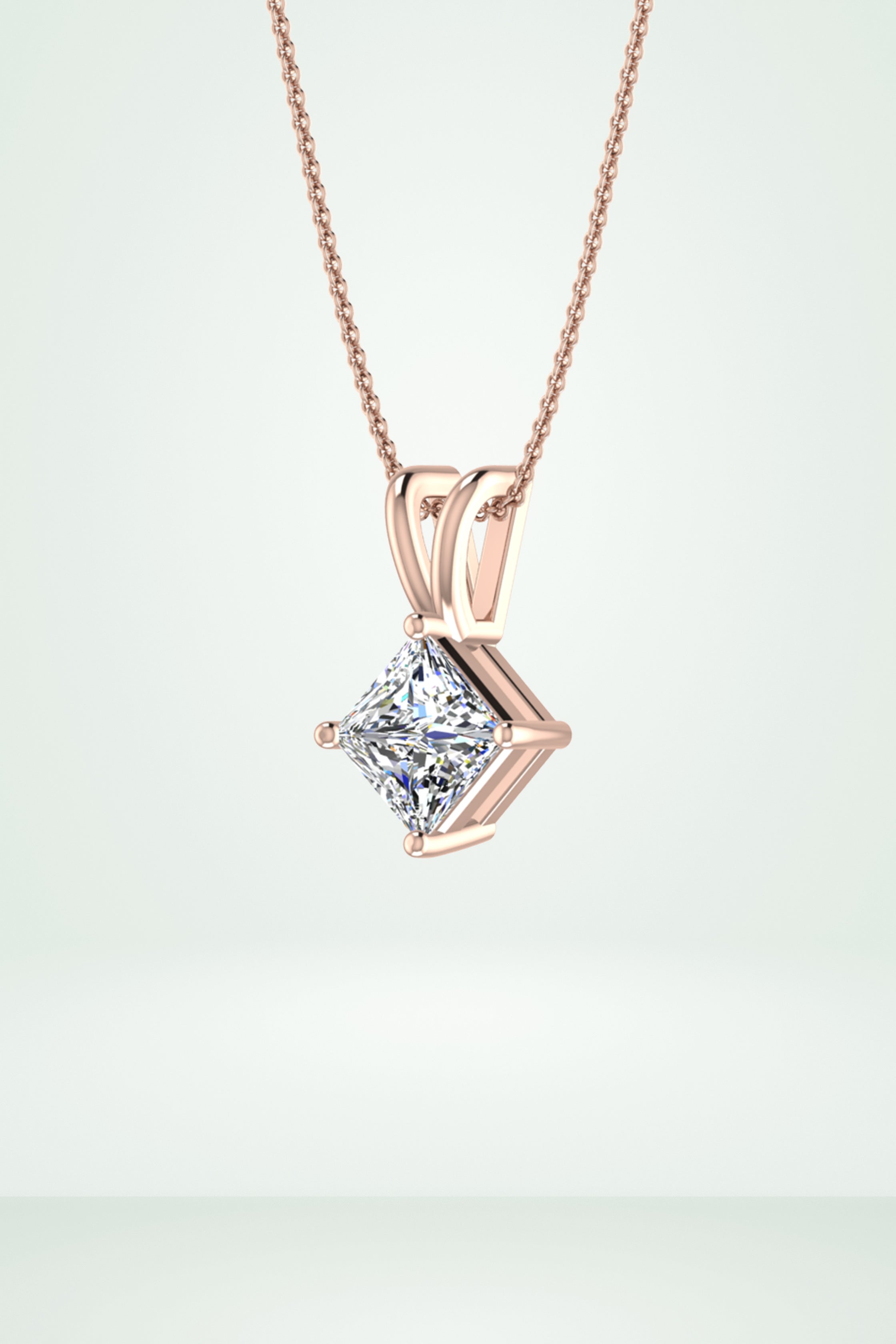 Classic Princess Shape Solitaire Diamond Pendant
