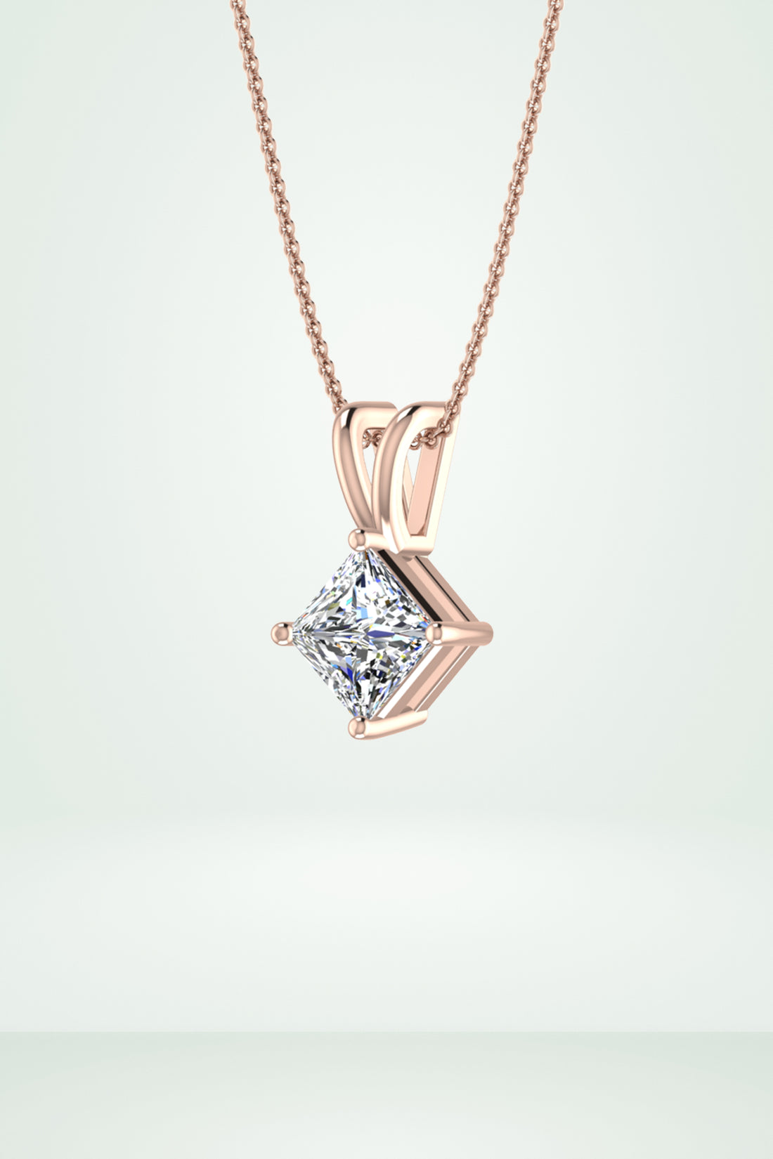 Classic Princess Shape Solitaire Diamond Pendant