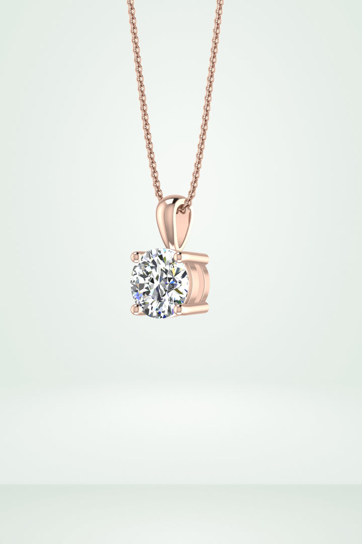 4 Prong 1ct Round Shape Solitaire Pendant