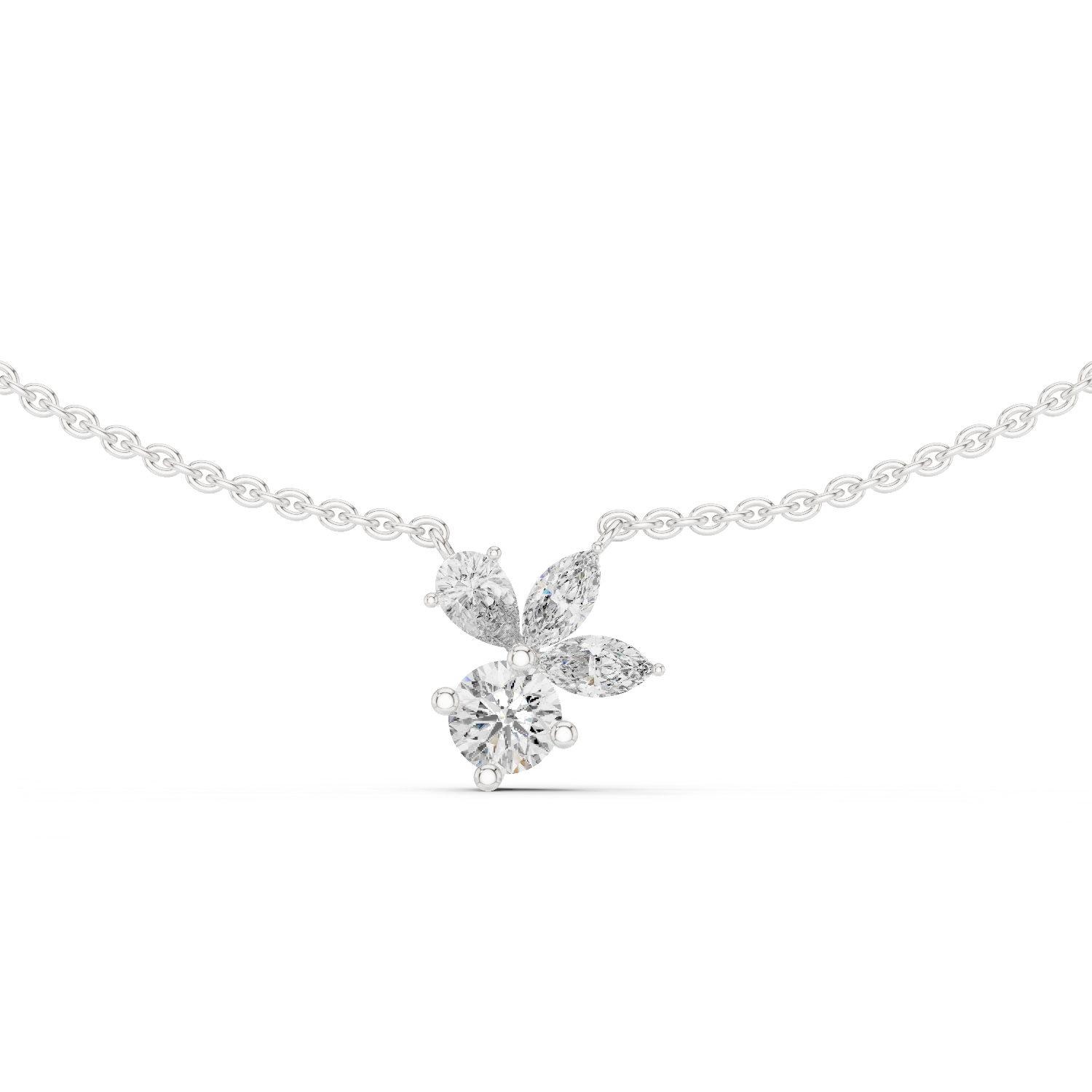 Petal Cluster Dainty Diamond Necklace