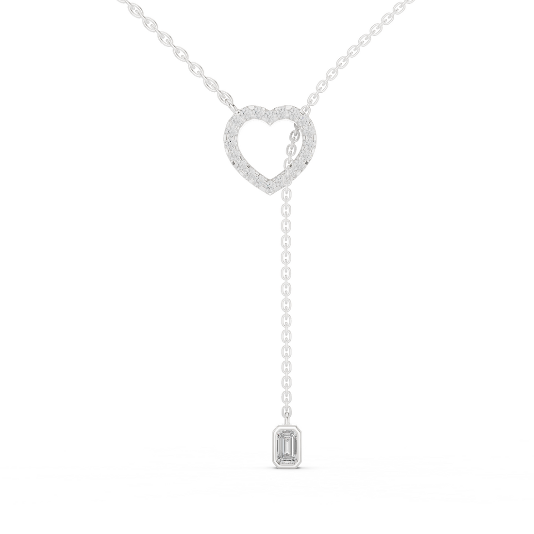 Pave Diamond Halo Open Heart Necklace