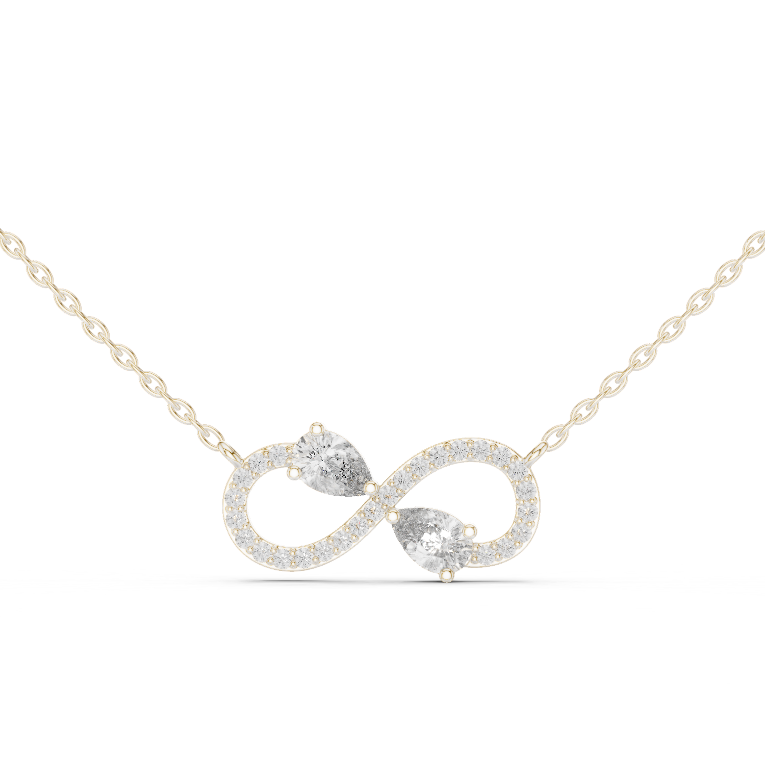 The Eternal Infinity Necklace two pear-cut stones
