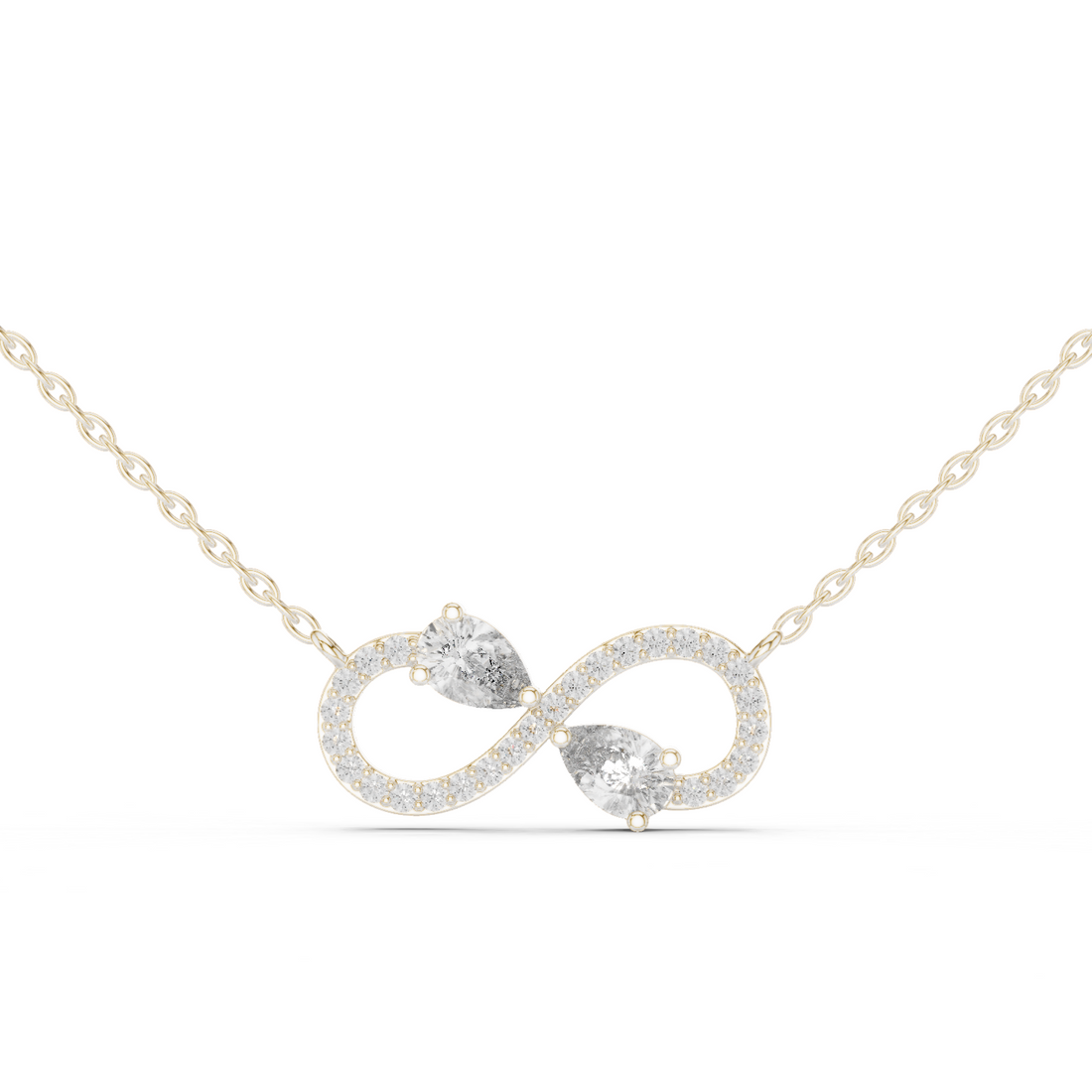 The Eternal Infinity Necklace two pear-cut stones