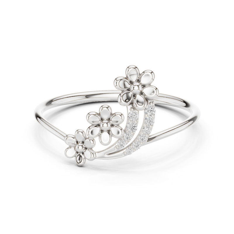 Three Flower Diamond Ring