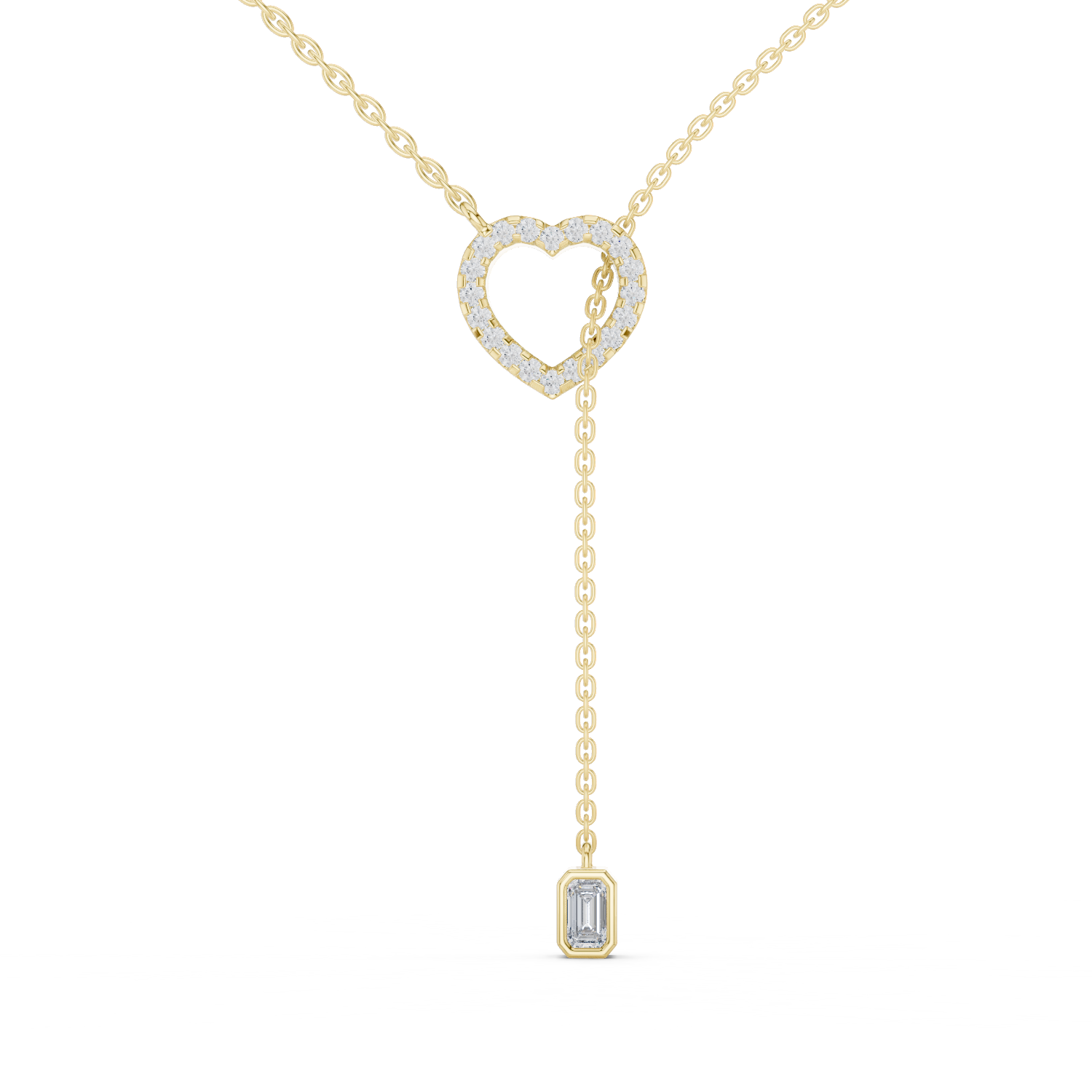 Pave Diamond Halo Open Heart Necklace
